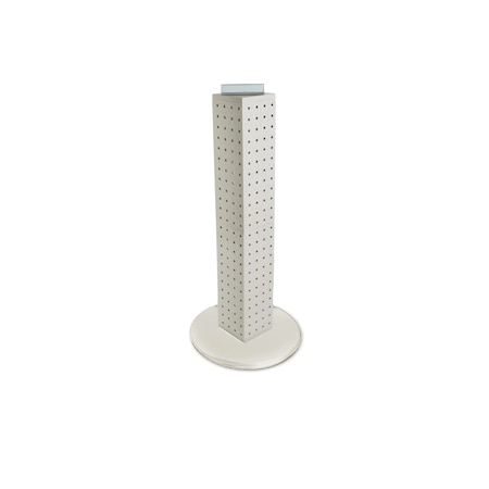 Azar Displays Four-sided 4"W x 24"H Pegboard Tower W/ Revolving 9" Base 700227-WHT